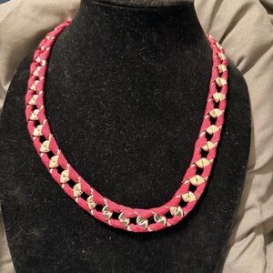 Statement Burgundy  and Silver Women's Link Necklace